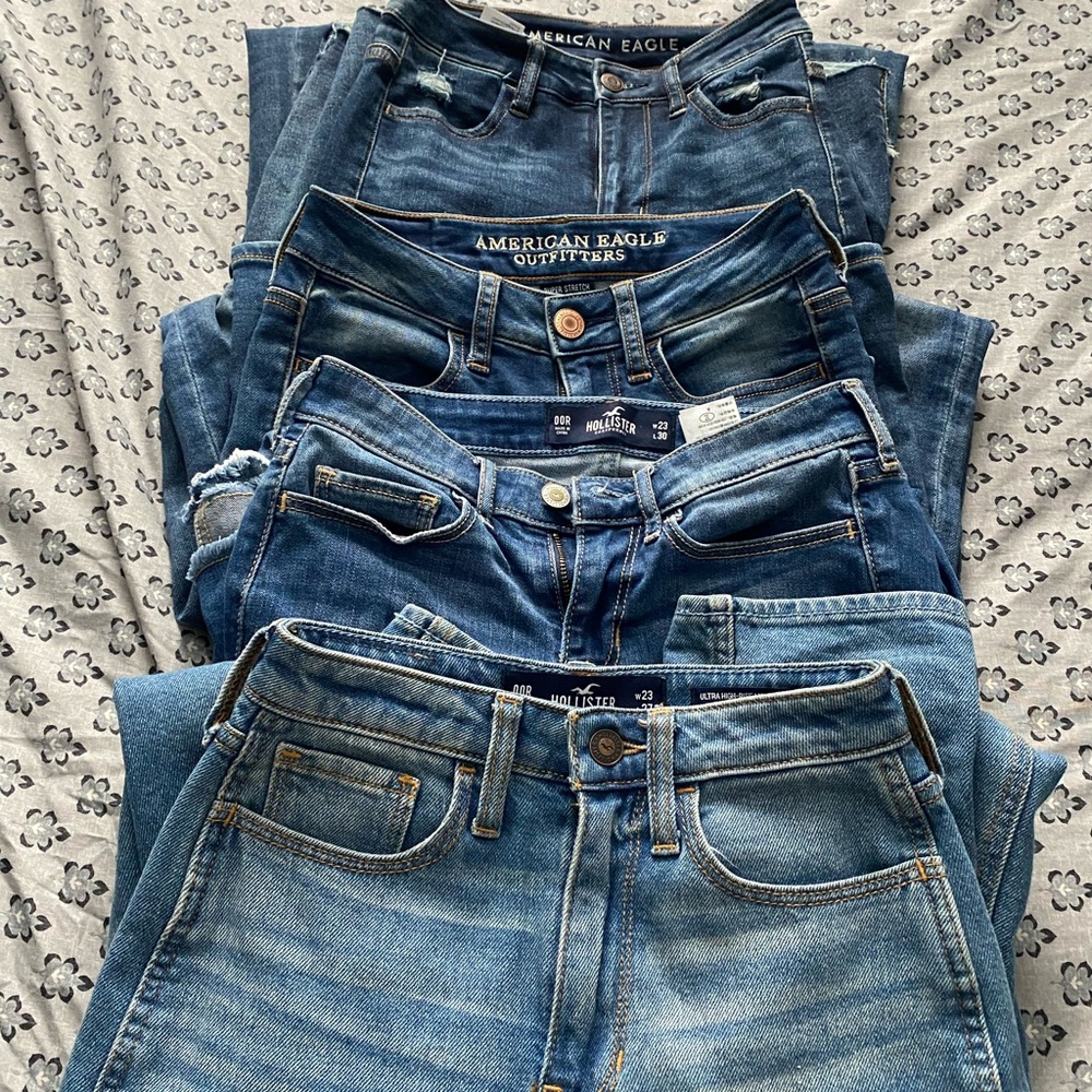 Lot of 4 Hollister and American Eagle Jeans